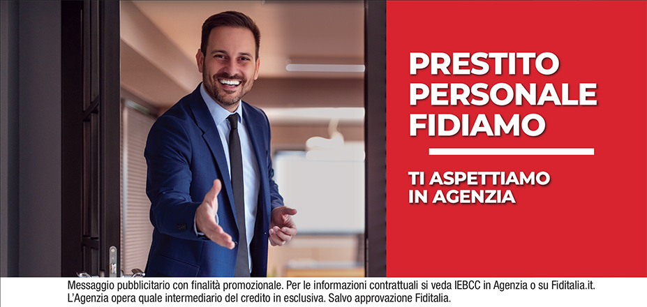 Agenzia Uniservice Global Srl Fiditalia | Lecco, Bergamo, Treviglio, Cernusco sul Naviglio | Prestito Personale Fidiamo - Ti aspettiamo per realizzare i tuoi progetti. Messaggio pubblicitario con finalità promozionale. Per le informazioni contrattuali si veda IEBCC in Agenzia o su Fiditalia.it. L’Agenzia opera quale intermediario del credito in esclusiva. Salvo approvazione Fiditalia.